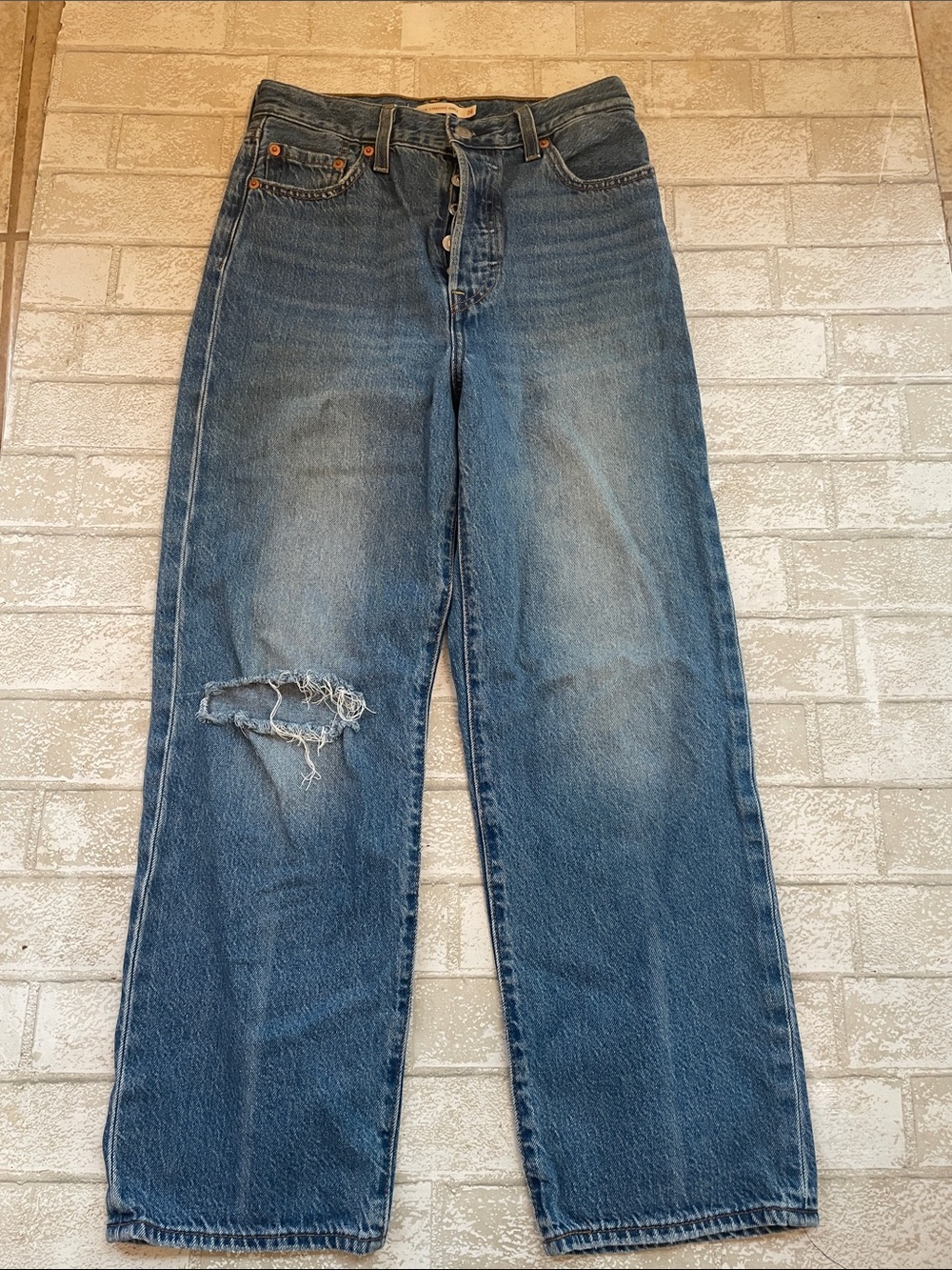 Levi’s button fly straight leg high waist jeans